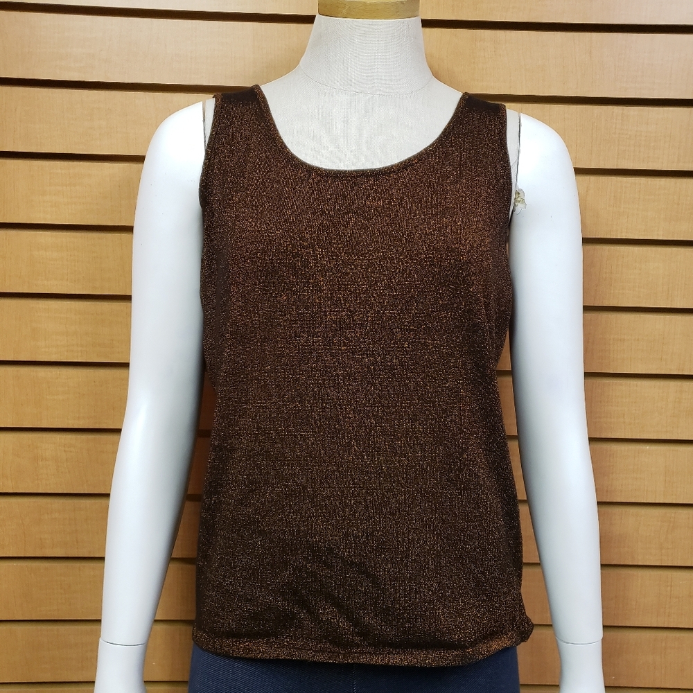 Chico’s Metallic Tank Top Size 1 Brown Gold
